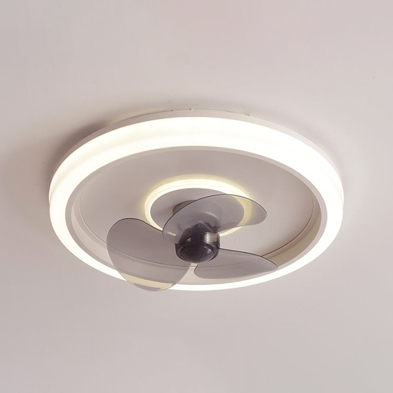 Aménagement de la lampe à fans ronde à 3 lames Nordique LED de chambre à coucher métallique semi-rince