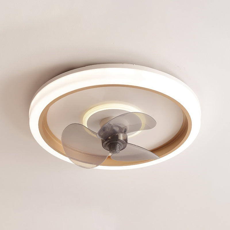 Ronde ventilatorlamp met 3 bladen Noordse metalen slaapkamer LED Semi-spoelplafondlicht