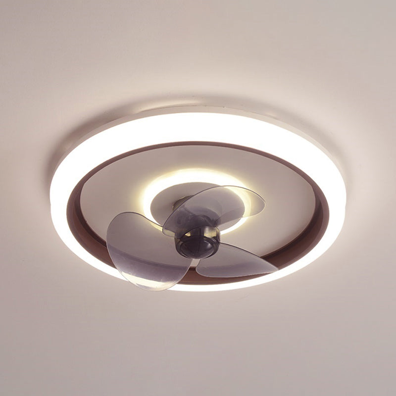 Ronde ventilatorlamp met 3 bladen Noordse metalen slaapkamer LED Semi-spoelplafondlicht