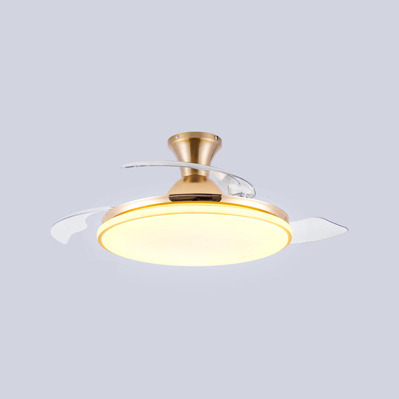 Moderne Frequenzumwandlung Deckenventilator Lampe Metall Wohnzimmer LED Semi Flush Light