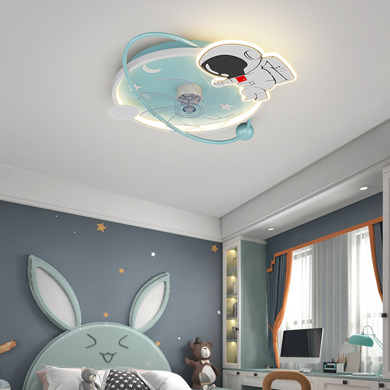 Metal Unique Shape Ceiling Fans Kid Style 2-Lights Ceiling Fan Lamp Fixture