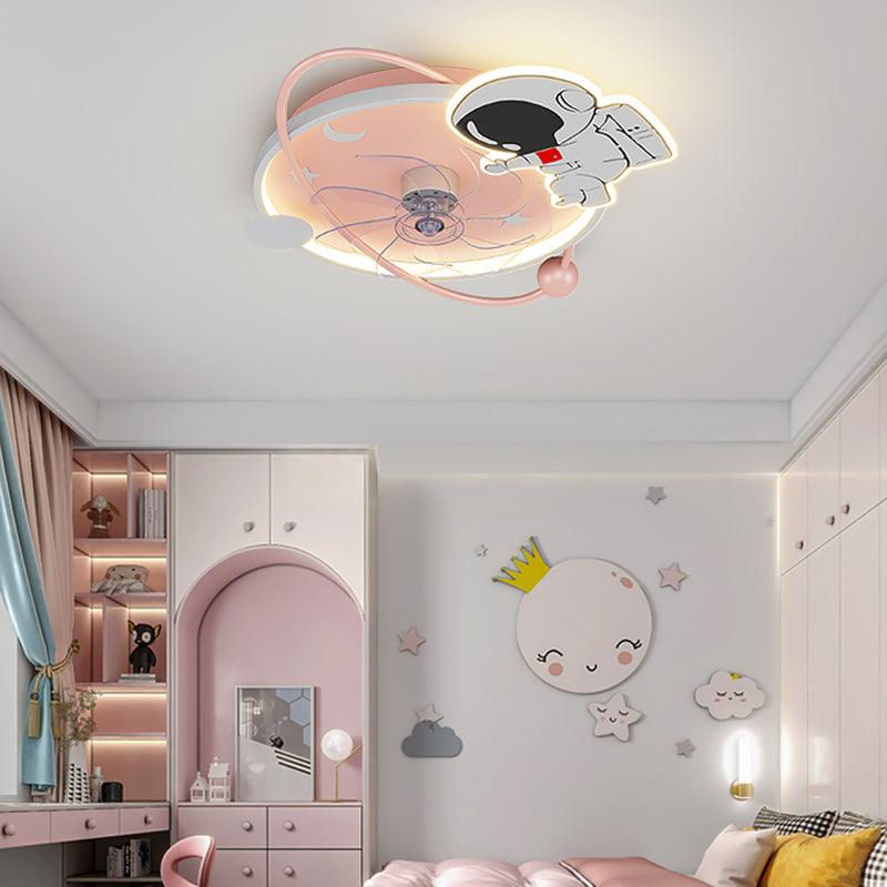 Metal Unique Shape Ceiling Fans Kid Style 2-Lights Ceiling Fan Lamp Fixture