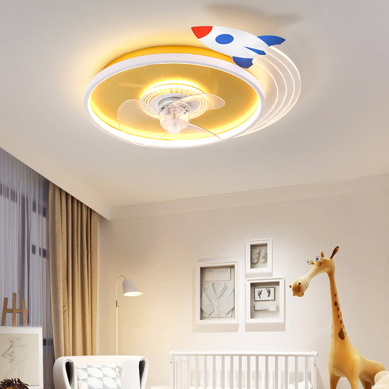 Metal Unique Shape Ceiling Fans Kid Style 2-Lights Ceiling Fan Lamp Fixture