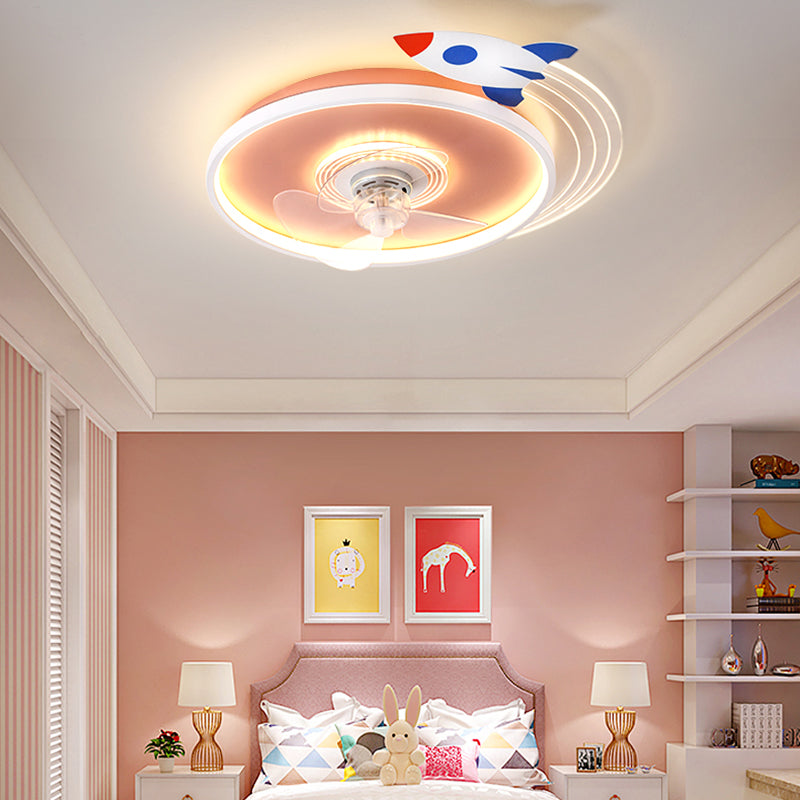 Metal Unique Shape Ceiling Fans Kid Style 2-Lights Ceiling Fan Lamp Fixture