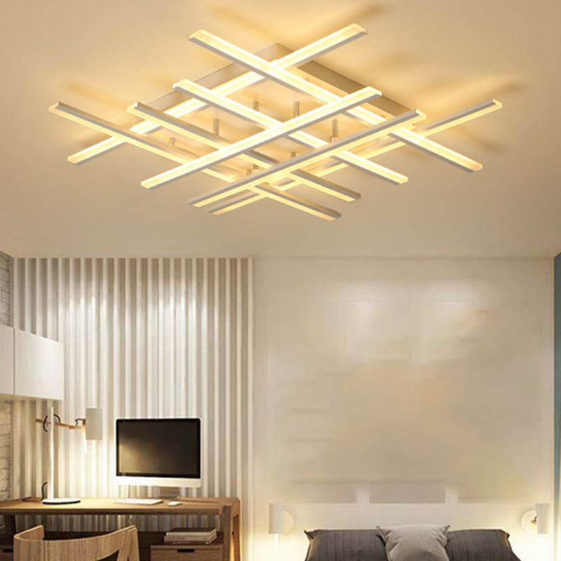 Modern Style Linear Flush Mount Light Metal Multi-Light Flush Ceiling Lights