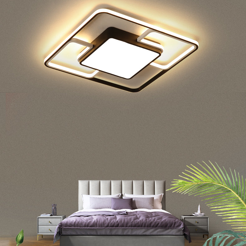 Modern Style Square Shape Ceiling Fixtures Metal 4 Light Ceiling Mounted Lights in Black