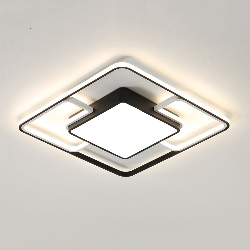 Fixes de plafond de forme carrée de style moderne Metal 4 Lumières montées de plafond lumineuses en noir