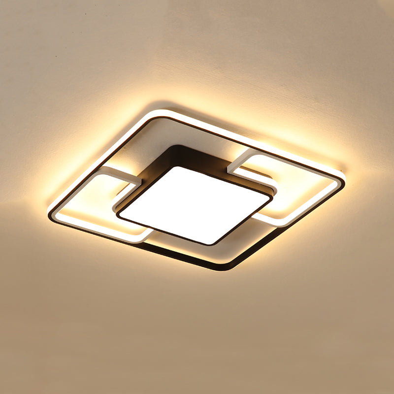 Modern Style Square Shape Ceiling Fixtures Metal 4 Light Ceiling Mounted Lights in Black