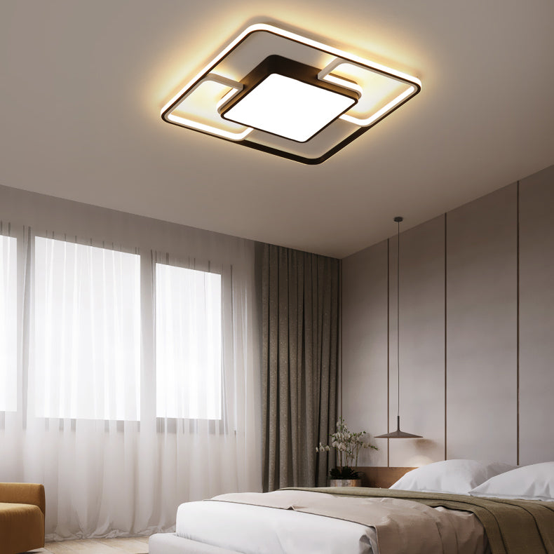 Modern Style Square Shape Ceiling Fixtures Metal 4 Light Ceiling Mounted Lights in Black