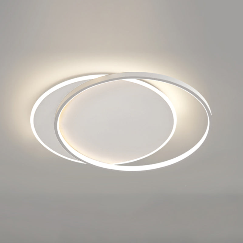 Geometric Shape Metal Flush Mount Lights Modern 2 Lights Flush Ceiling Light in White