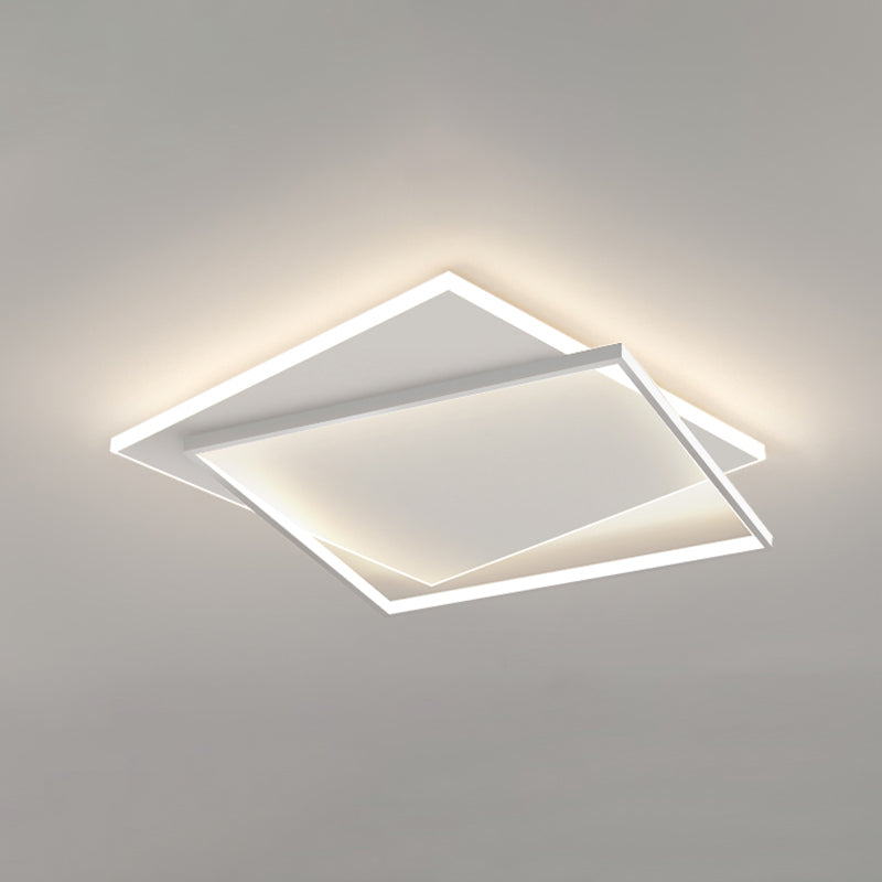 Geometric Shape Metal Flush Mount Lights Modern 2 Lights Flush Ceiling Light in White