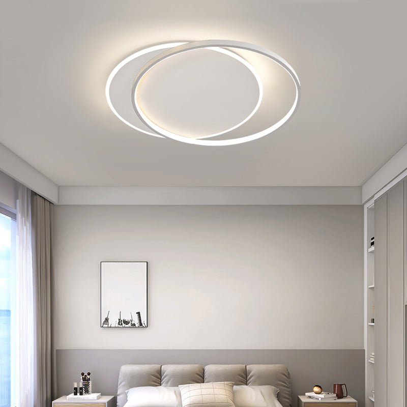 Geometric Shape Metal Flush Mount Lights Modern 2 Lights Flush Ceiling Light in White