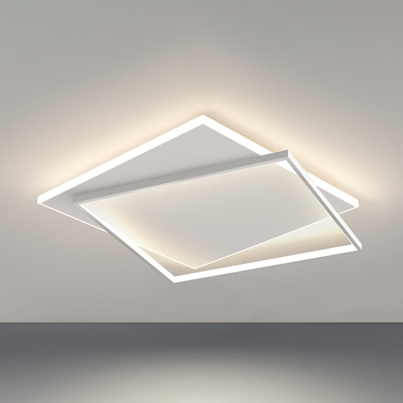 Geometric Shape Metal Flush Mount Lights Modern 2 Lights Flush Ceiling Light in White