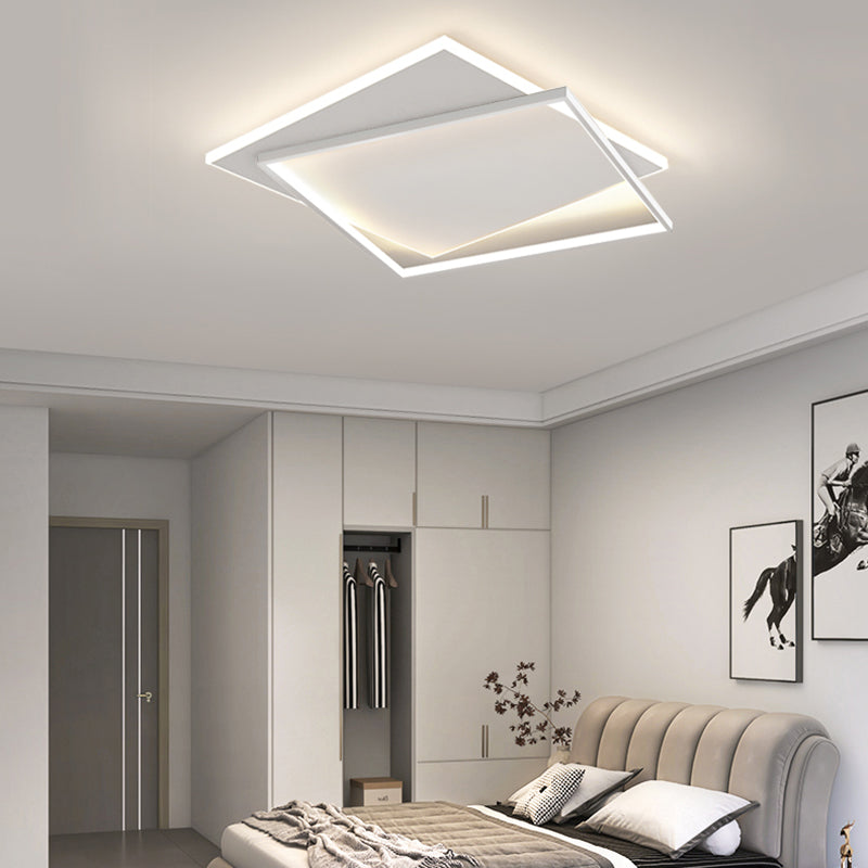 Forma geométrica Luces de montaje de metal de metal Modernas 2 luces Flush Techo Luz en blanco