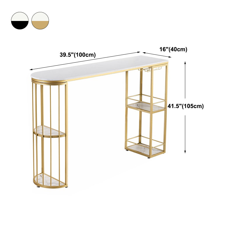 Kitchen Stone Top Counter Table Metal Base 42-inch Height Nordic Bar Table