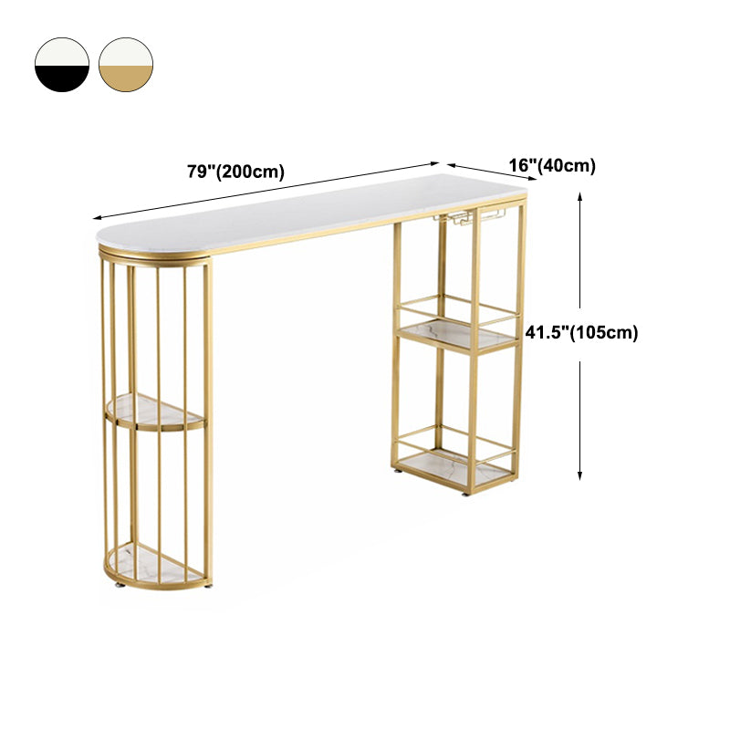 Kitchen Stone Top Counter Table Metal Base 42-inch Height Nordic Bar Table