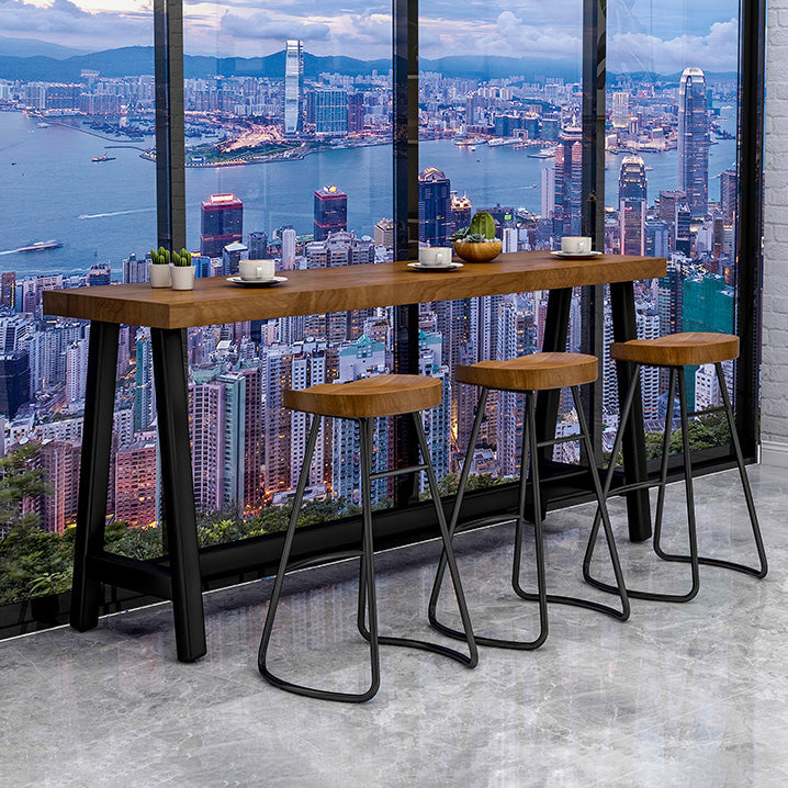 Industrial Dining Table Wooden Bar Counter Table for Kitchen