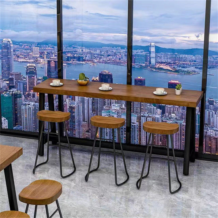 Industrial Dining Table Wooden Bar Counter Table for Kitchen