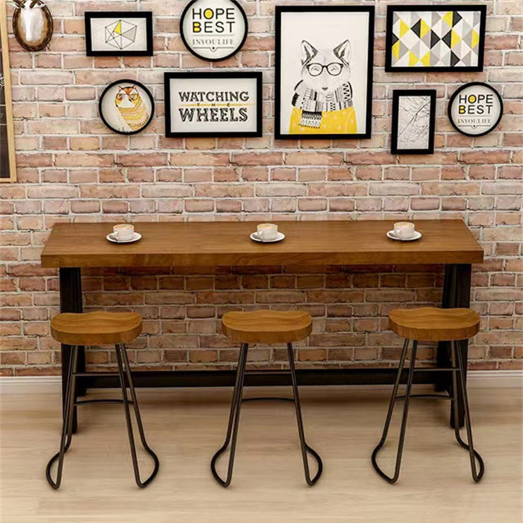 Industrial Dining Table Wooden Bar Counter Table for Kitchen