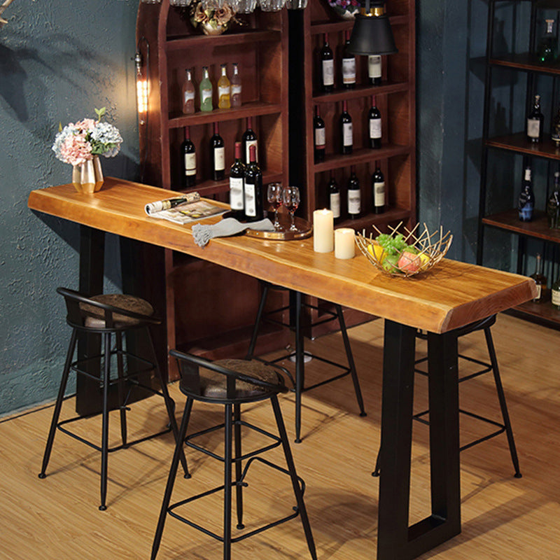 Industrial Dining Rectangle Table Wooden Bar Counter Table for Kitchen