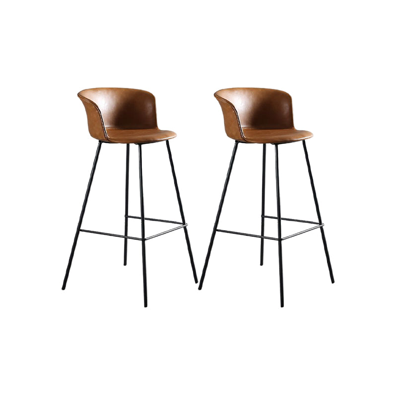 Modern Style Low Back Bar-stool PU Leather Bar Stool with Metal Legs