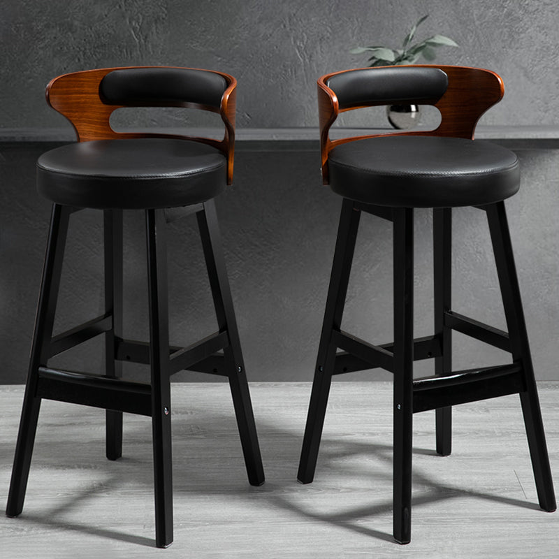 Industrial Style Low Back Bar-stool Wooden Bar Stool with Wooden Legs