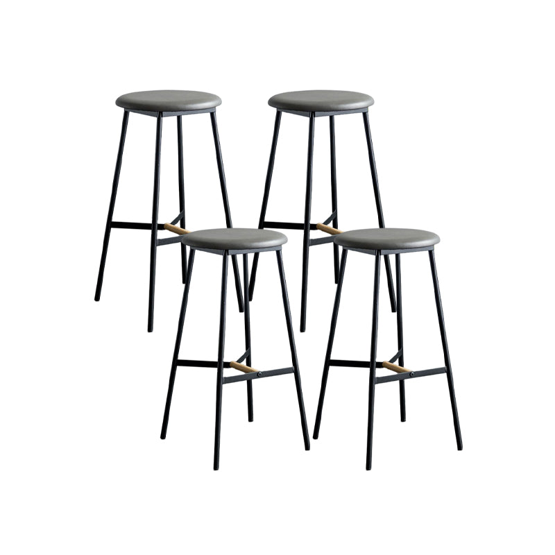 Industrial Backless Bar-stool PU Leather Bar Stool with Metal Legs