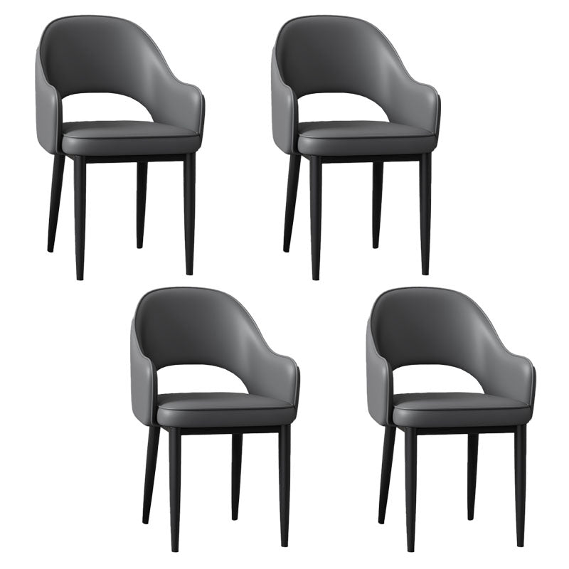 Glam Iron Arm Chair Open Back Dining Side Chair with Upholstered(Set of 4)