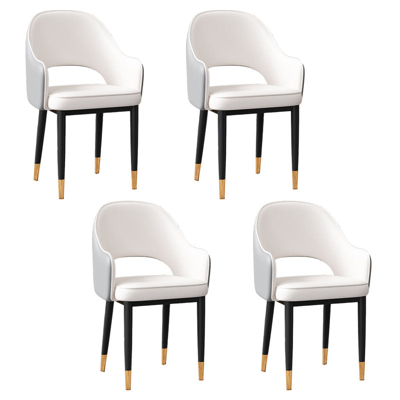 Glam Iron Arm Chair Open Back Dining Side Chair with Upholstered(Set of 4)