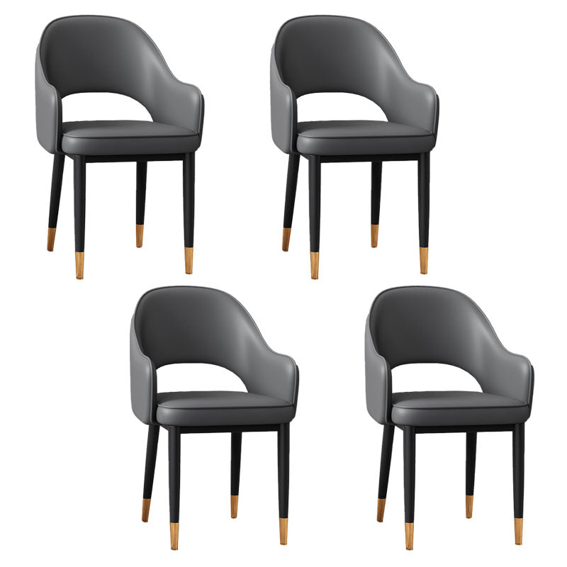 Glam Iron Arm Chair Open Back Dining Side Chair with Upholstered(Set of 4)