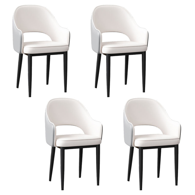 Glam Iron Arm Chair Open Back Dining Side Chair with Upholstered(Set of 4)