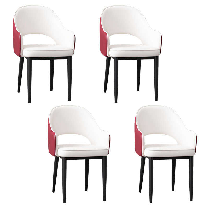 Glam Iron Arm Chair Open Back Dining Side Chair with Upholstered(Set of 4)