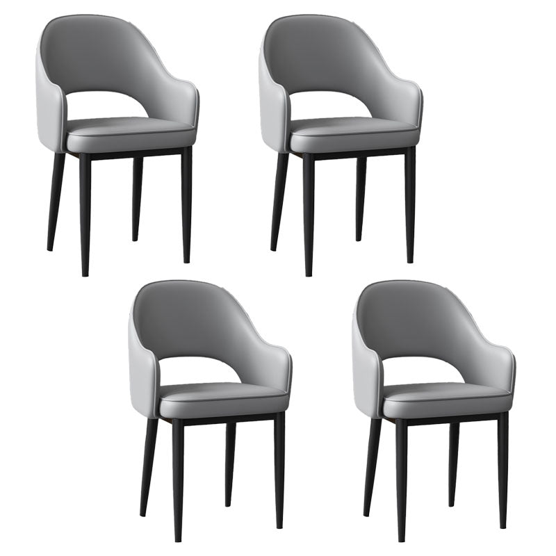 Glam Iron Arm Chair Open Back Dining Side Chair with Upholstered(Set of 4)