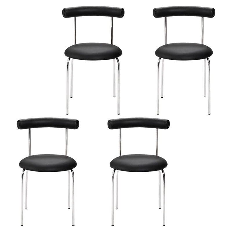 Glam Stainless Steel Legs Armless Dining Chairs Open Back Dining Side Chair in Silver