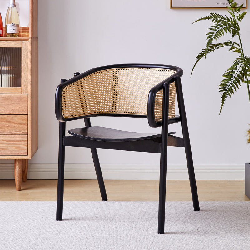 Contemporary Rubberwood Dining Room Chair Open Back Dining Side Chair