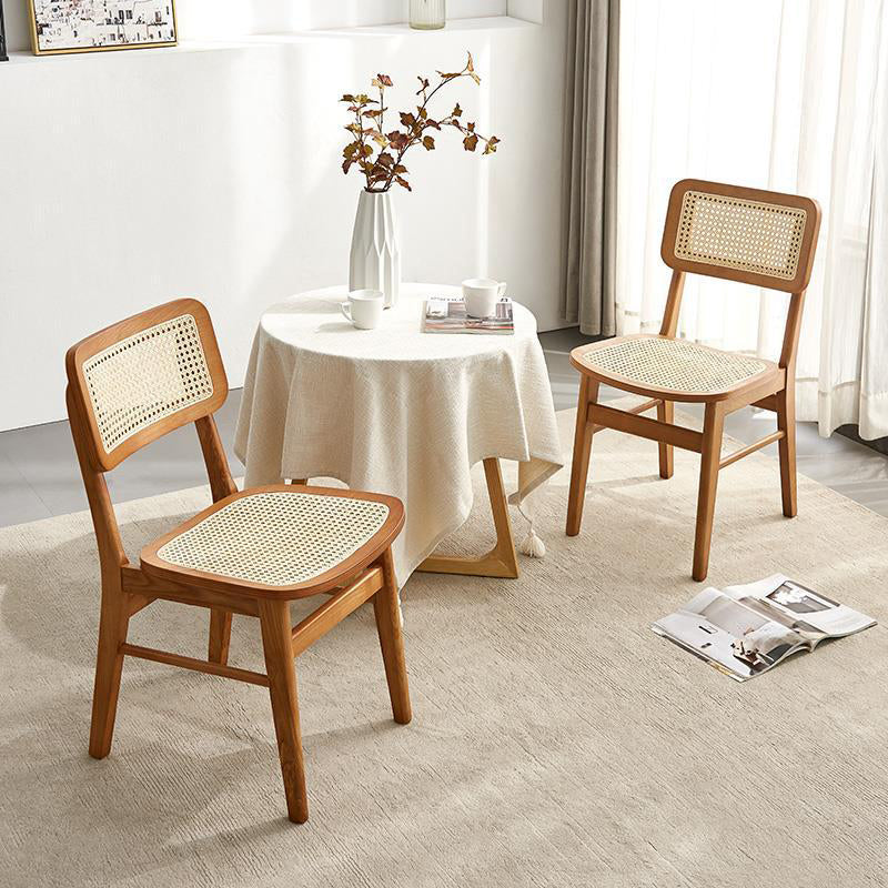 Glam Rattan Patio Dining Chair Open Back Dining Side Chair for Dining Room