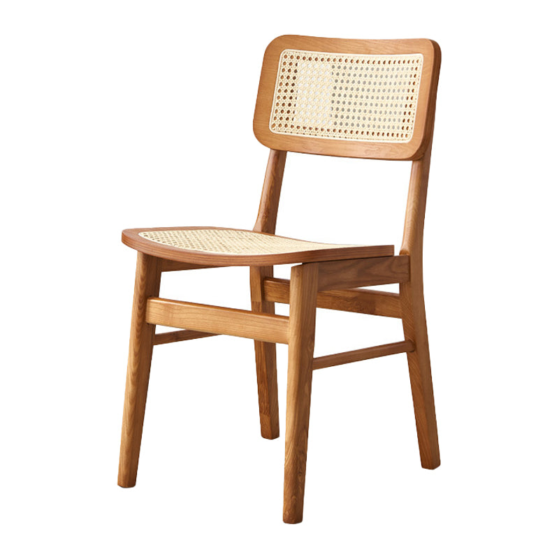 Glam Rattan Patio Dining Chair Open Back Dining Side Chair for Dining Room