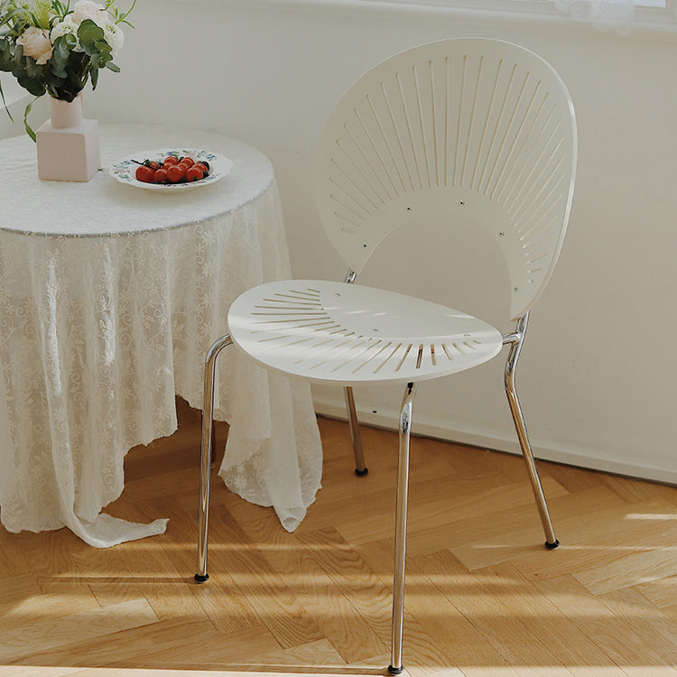 Metal Kitchen and Dining Room Chair Open Back Dining Side Black and Silver Chair