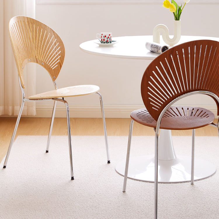 Metal Kitchen and Dining Room Chair Open Back Dining Side Black and Silver Chair