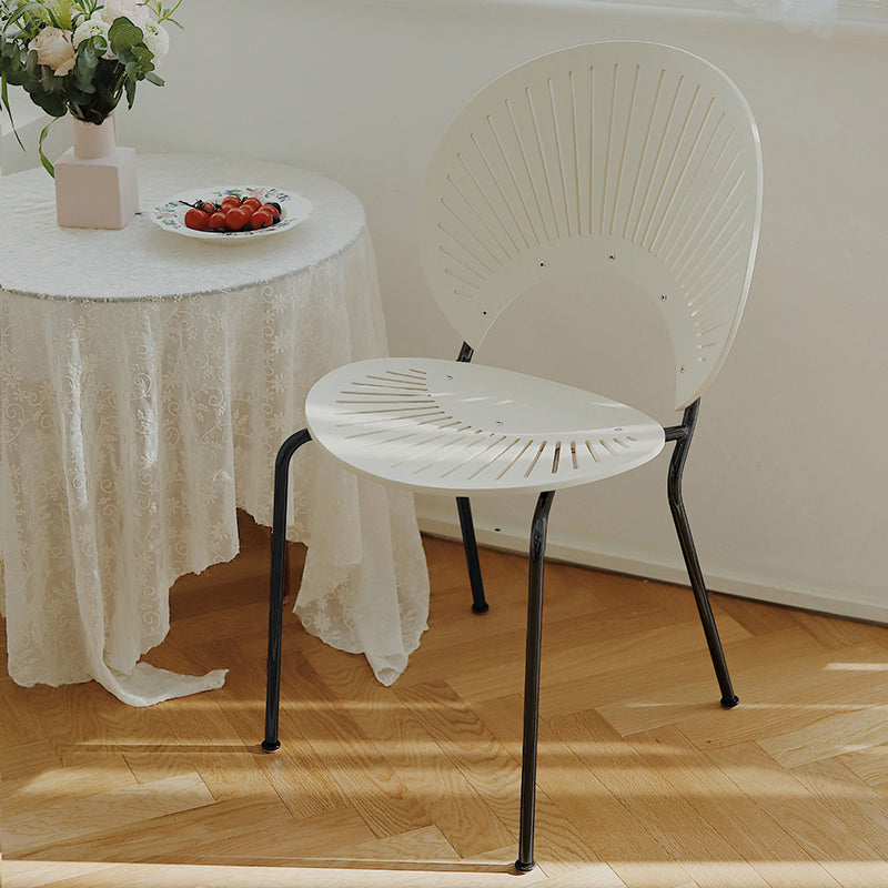 Metal Kitchen and Dining Room Chair Open Back Dining Side Black and Silver Chair