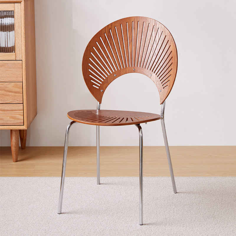 Metal Kitchen and Dining Room Chair Open Back Dining Side Black and Silver Chair