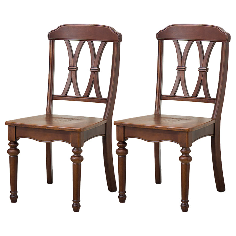 Glam Wood Dining Chair Cross Back Folding Chair for Dining Room in Brown