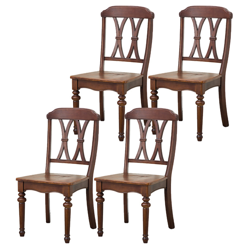 Glam Wood Dining Chair Cross Back Folding Chair for Dining Room in Brown