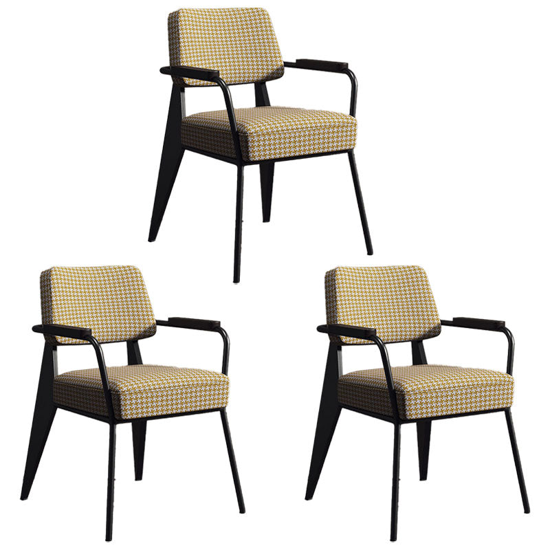 Glam Style Metal Arm Chair Open Back Dining Side Chair with Upholstered (Set of 3)