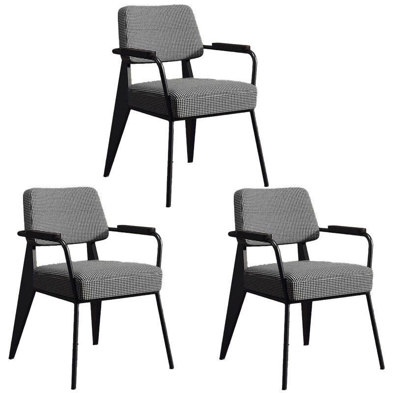 Glam Style Metal Arm Chair Open Back Dining Side Chair with Upholstered (Set of 3)