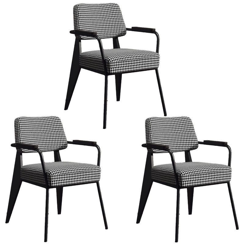 Glam Style Metal Arm Chair Open Back Dining Side Chair with Upholstered (Set of 3)