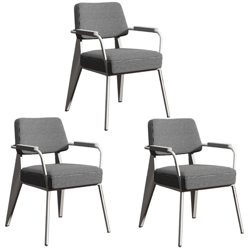 Glam Style Metal Arm Chair Open Back Dining Side Chair with Upholstered (Set of 3)