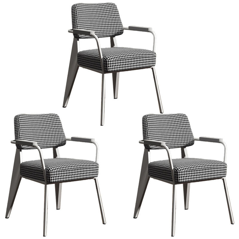 Glam Style Metal Arm Chair Open Back Dining Side Chair with Upholstered (Set of 3)