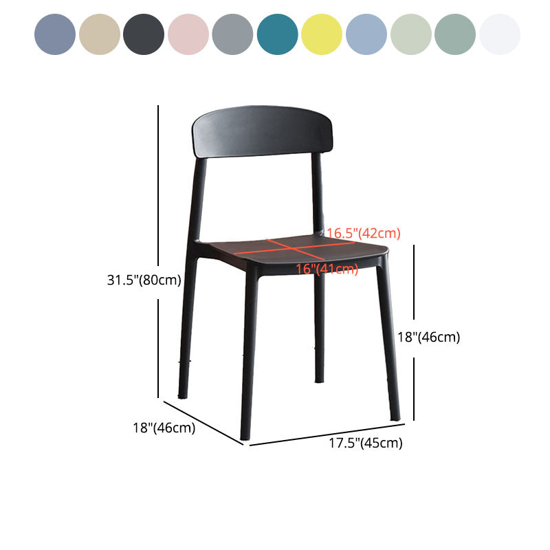 Modern Stackable Plastic Chair Open Back Dining Side Chair for Dining Room