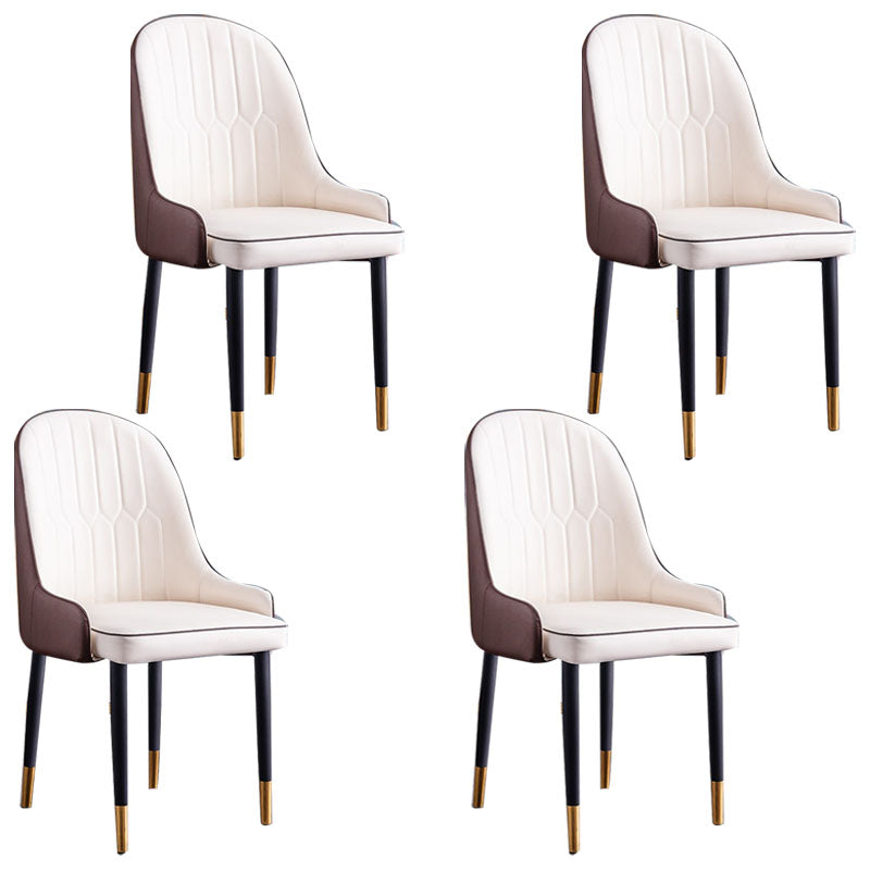 Modern Style Metal Armless Chair Faux Leather Side Chair for Dining Room